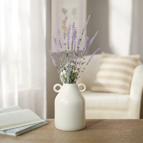 Mainstays by Becky G. & Alejandra 8" Ivory Ceramic Vase with Handles